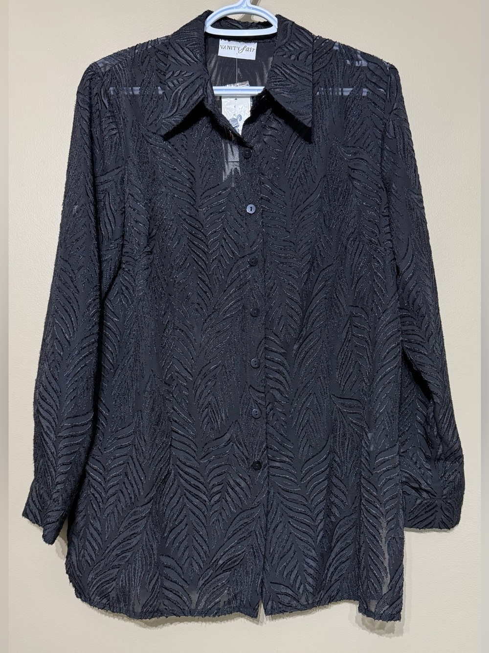 NWT Vintage 90’s Deadstock Vanity Fair Textured Burnout Sheer Button Down